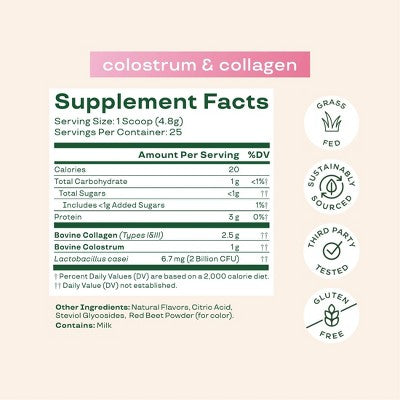 BLOOM NUTRITION Colostrum & Collagen Peptides Powder - Strawberries & Cream - 25 Servings