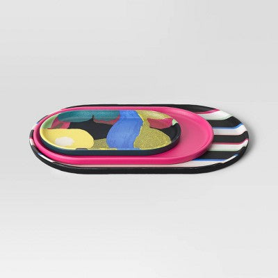 3pk Melamine Trays Black/Pink - Room Essentials