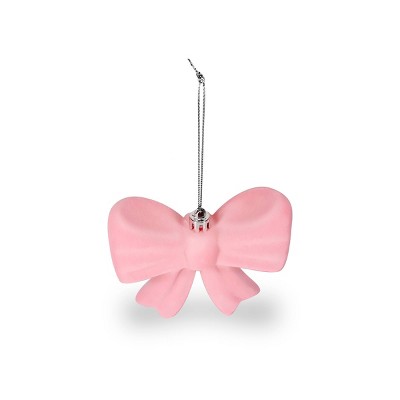 Flocked Ornaments Pink Bow - Bullseye's Playground
