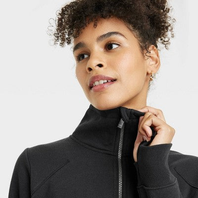 Women's Fleece Sweatshirt - All In Motion Black XS Lightweight