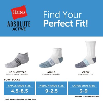 Hanes Boys' 4pk Absolute Active Ankle Socks - White S (4.5-8.5)