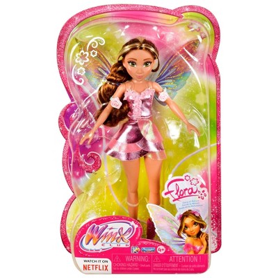 Winx Club Flora Fairy 10.5" Fashion Doll with Glitter Outfit and Removable Wings