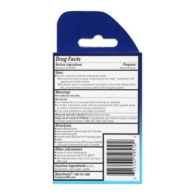 Compound W Maximum Strength One Step Plantar Wart Remover Foot Pads - 14 ct