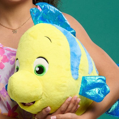 Disney Signature Collection Flounder Clubhouse Plush Stuffed Animal: Fish Character, Polyester Material, 9.25" Height, 17" Depth, 0.81 lb.