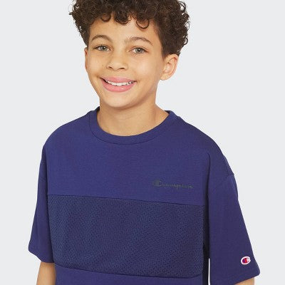 Champion Boys' Oversized Mesh Panel T-Shirt - Dark Blue M