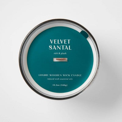 19.3oz Wooden Wick Jar Candle Velvet Santal - Threshold