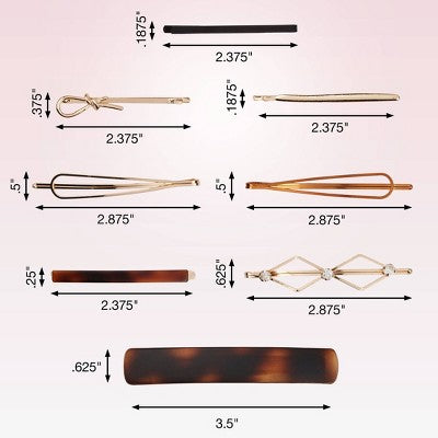 scunci Fashion Pins & Barrettes - Assorted Sizes & Styles - All Hair - 8pcs