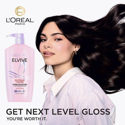 L'Oreal Paris Elvive Glycolic Gloss Shine Boosting Conditioner - 28 fl oz: For Curly, Dry Hair, Paraben-Free, Grapefruit Scent