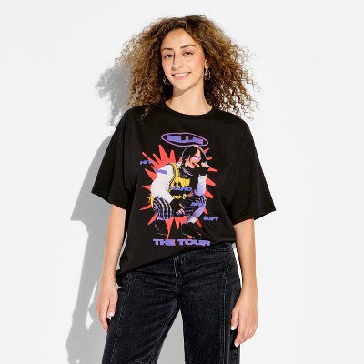 Women's Short Sleeve Billie The Tour Graphic T-Shirt - Black M