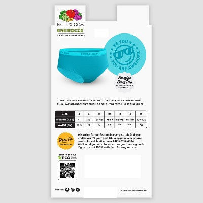 Fruit of the Loom Girls' 5pk Hipster Underwear - 10: Cotton Spandex Blend, Tagless, Flat Seams, Mid Rise
