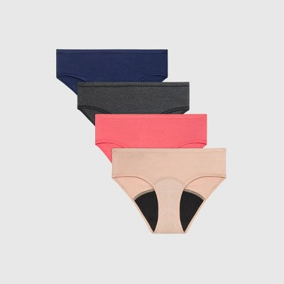 Hanes Girls' 4pk Hipster Period Underwear Moderate Protection - colors may vary 8
