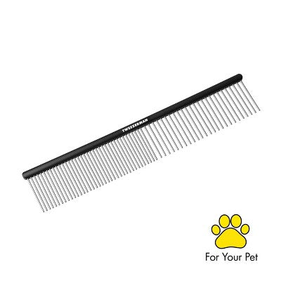 Tweezerman Dual-Sided Metal Detangling Dog Comb Black Pet Grooming Brush
