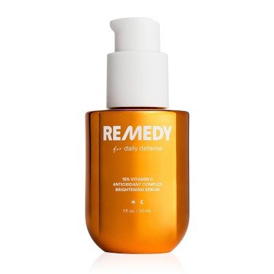 Remedy Skin 15% Vitamin C Complex Brightening Antioxidant Serum for Daily Defense with Ferulic Acid, Ectoin, Hyaluronic Acid - 1 fl oz.