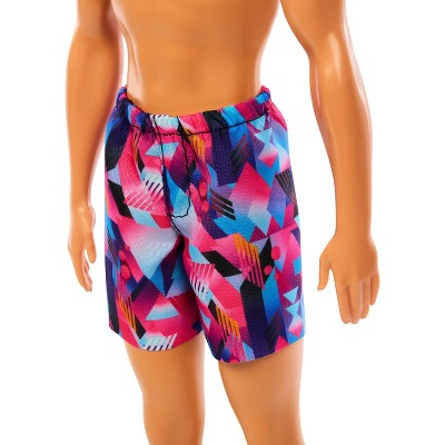 Barbie 12.7" Beach Ken Doll Blond Hair/Blue Eyes Wearing Purple Swimsuit