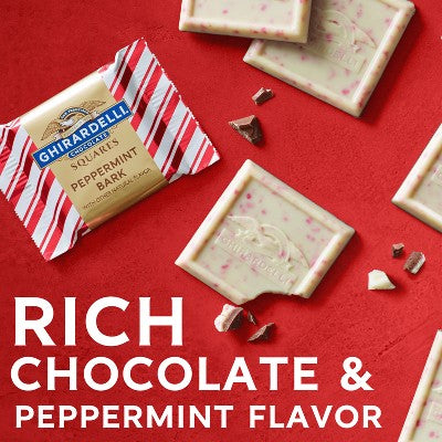 Ghirardelli Christmas Candy Dark Chocolate Peppermint Bark Chocolate Squares - 5.26oz