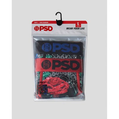 PSD Men's Rose Print Briefs - Red/Blue L