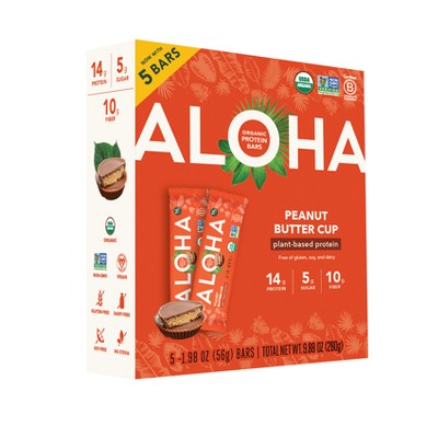 ALOHA Peanut Butter Cup Protein Bars - 9.88oz/5ct