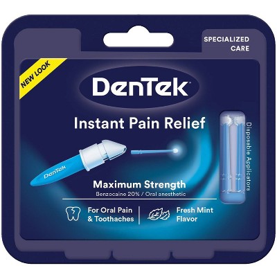 DenTek Pain Relief Kit for Oral Pain + Toothaches - 50 Treatments: Liquid Form, Benzocaine, Unflavored
