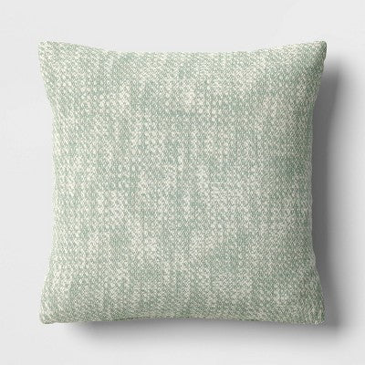Textured Woven Cotton Square Throw Pillow Green - Room Essentials: Dobby Cotton, Indoor Decorative Accent, Polyester Fill (LOCAL PICKUP ONLY)