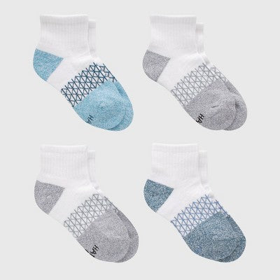 Hanes Boys' 4pk Absolute Active Ankle Socks - White S (4.5-8.5)