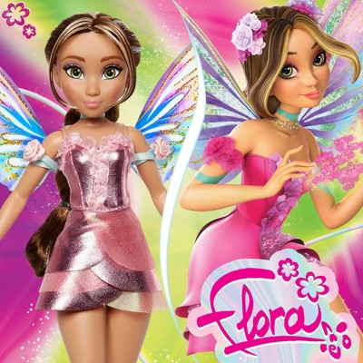 Winx Club Flora Fairy 10.5" Fashion Doll with Glitter Outfit and Removable Wings