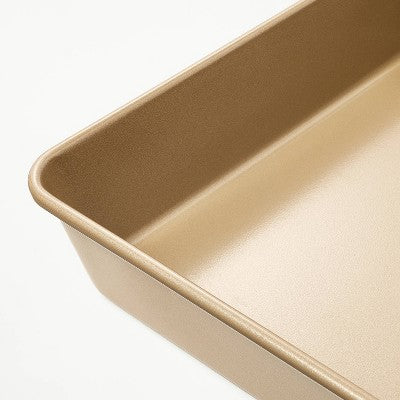 8" Nonstick Aluminized Steel Square Baking Pan Gold - Figmint