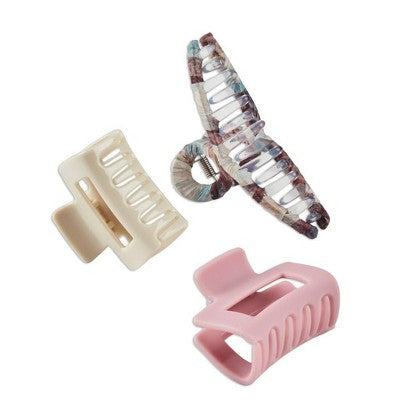 scunci Mixed Fabric Claw Clips - 3ct
