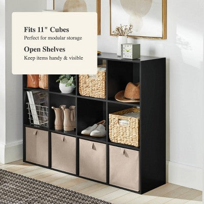 11" 12-Cube Book Shelf Black - Brightroom (LOCAL PICKUP ONLY)