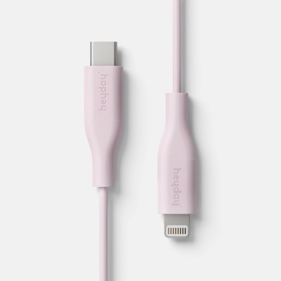 3' Lightning to USB-C Round Cable- heyday Light Pink: Male-to-Female Connectors