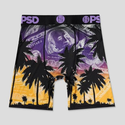 PSD Men's 2pk Aloha Sunrise Money Palms Boxer Briefs - Purple Money Palm/Pink M