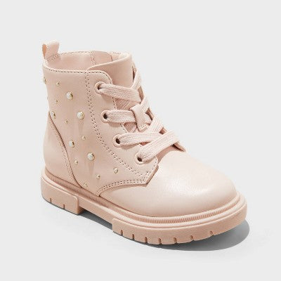 Toddler Girls' Amaya Lace-Up Combat Boots Cat & Jack Blush 6T