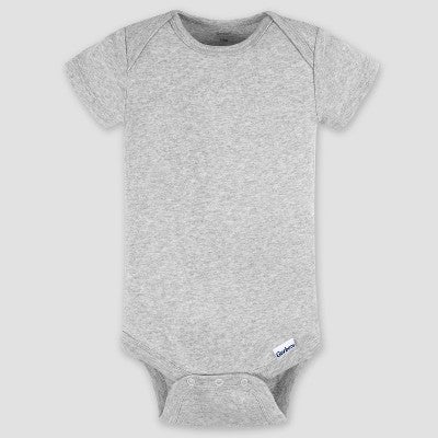 Gerber Baby 5pk Short Sleeve Onesies - Cream 0-3M: Cotton Knit Bodysuits, Pullover & Crotch Snap, Machine Washable