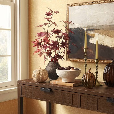 8.3" Medium Glass Fall Pumpkin - Threshold translucent brown with black accents