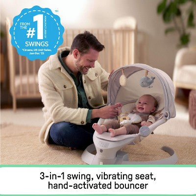 Ingenuity Inlighten 3-in-1 Bounce & Sway Baby Swing with Bluetooth & Canopy - Pebble Shore (LOCAL PICKUP ONLY)