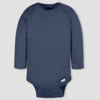 Gerber Baby 4pk Long Sleeve Pullover Onesies - Blue/Black/Cream 24M