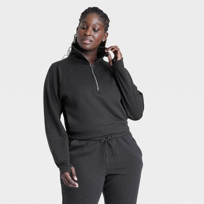 Women's Fleece Sweatshirt - All In Motion Black XS Lightweight
