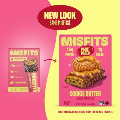 Misfits Plant Based Cookie Butter Protein Bar - 15g Protein - 7.1oz/4pk