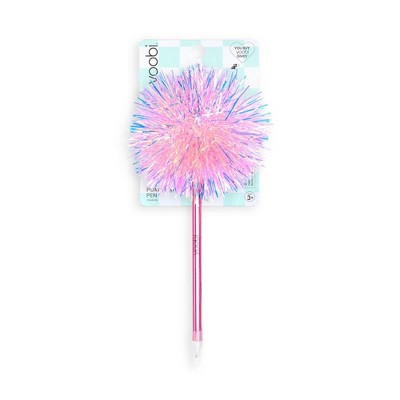 Yoobi Valentine's Day Pom Pom Pen Pink Tinsel 1.0mm Black Ink Valentine's Day Gift