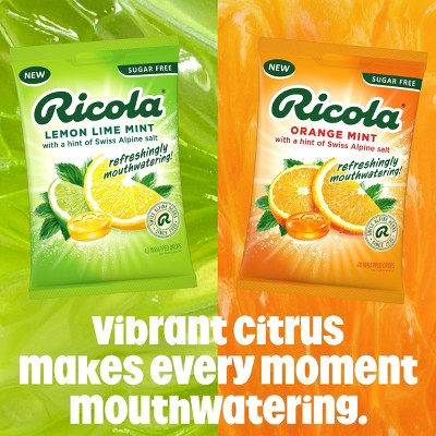 Ricola Sugar Free Lemon Lime Mint Mouthwatering Drops to Quench Dry Mouth - 40ct