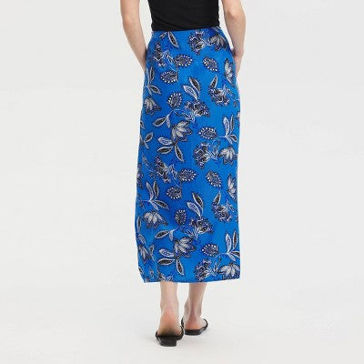 Women's Floral Midi A-Line Skirt - A New Day Blue 4