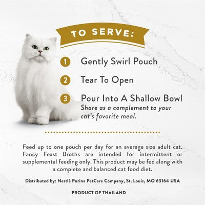 Purina Fancy Feast Broths Lickable Creamy Gourmet Wet Cat Food Complement with Tuna, Chicken & White Fish In Creamy Broth - 1.4oz