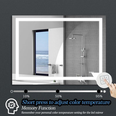 LED Bathroom Mirror, 48 x 36 Inches Backlit + Front Lighted Bathroom Vanity Mirror with Lights for Wall, Anti-Fog, Dimmable (LOCAL PICKUP ONLY)