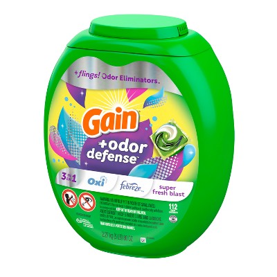 Gain Flings Odor Defense Laundy Detergent - Super Fresh Blast - 112ct