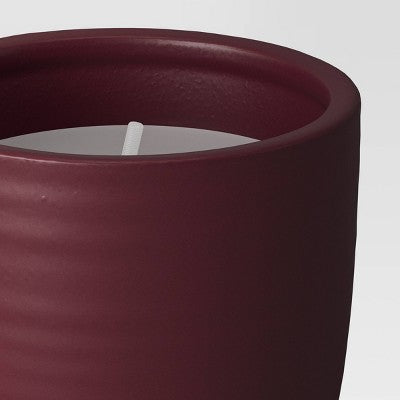 Ceramic Citronella Hourglass Cotton Wick Outdoor Candle Burgundy 10oz - Threshold