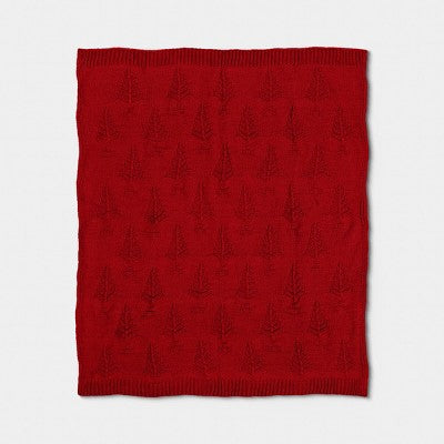 Tree Knit Throw Blanket Red - Threshold