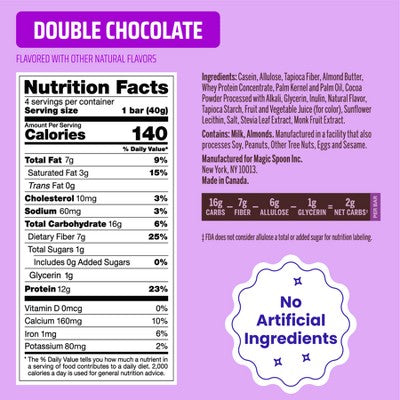 MAGIC SPOON Snack Bars Double Chocolate Treats - 5.6oz/4ct: Crunchy, 12g Protein