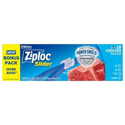 Ziploc Slider Freezer Gallon Bags with Power Shield Technology - 28ct