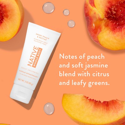 Native Whole Body Cream Deodorant - Sweet Peach & Nectar - Aluminum-Free - 3oz