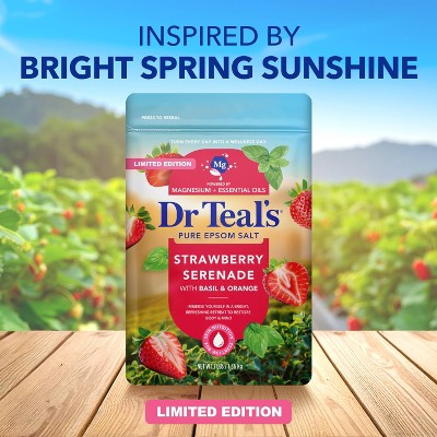 Dr Teal's Epsom Salt Magnesium Soak - Strawberry Serenade with Basil & Orange - 3 lbs