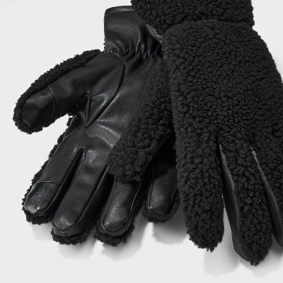 Men's Faux Shearling Gloves - Goodfellow & Co Black M/L